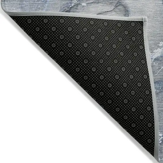Blue and Gray Abstract Washable Non Skid Indoor Outdoor Area Rug Photo 6