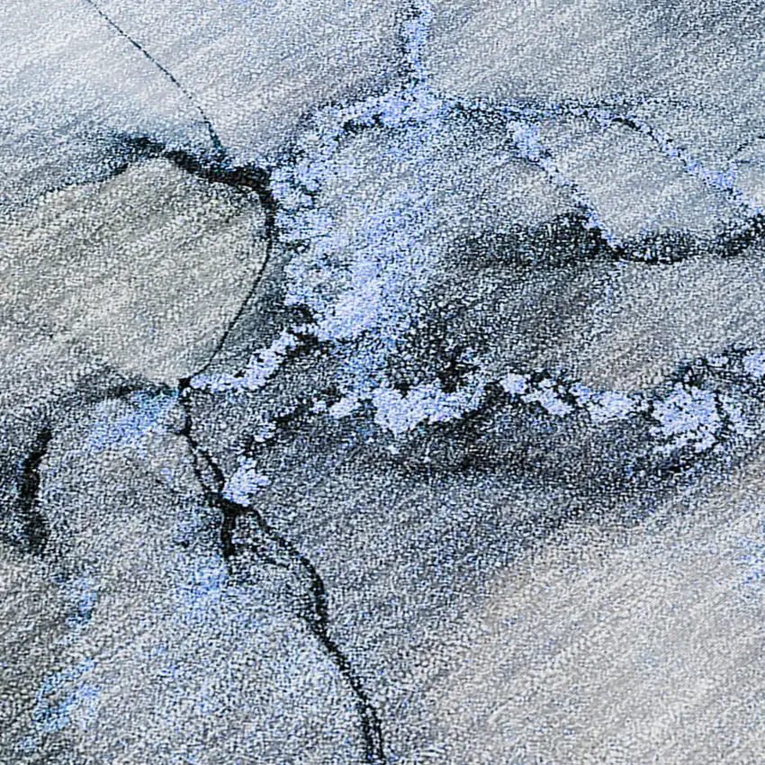 Blue and Gray Abstract Washable Non Skid Indoor Outdoor Area Rug Photo 9