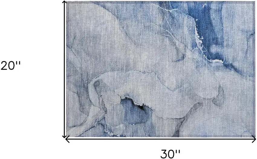 Blue Abstract Washable Indoor Outdoor Area Rug Photo 3