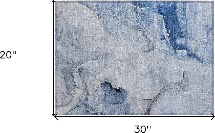 Blue Abstract Washable Indoor Outdoor Area Rug Photo 3
