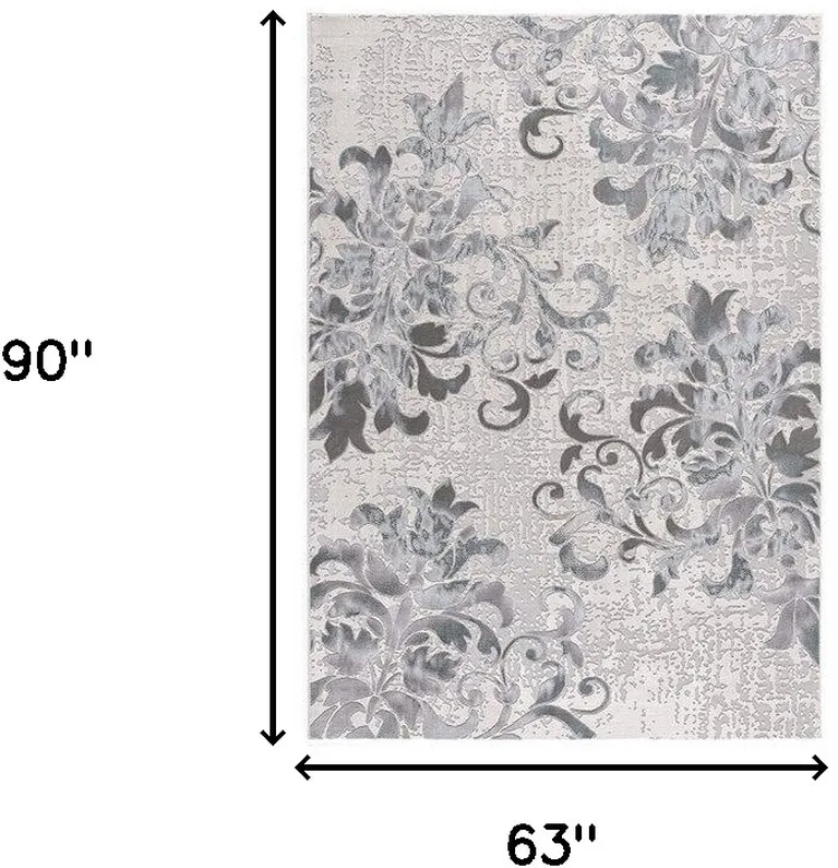 Blue and Gray Floral Filigree Area Rug Photo 5
