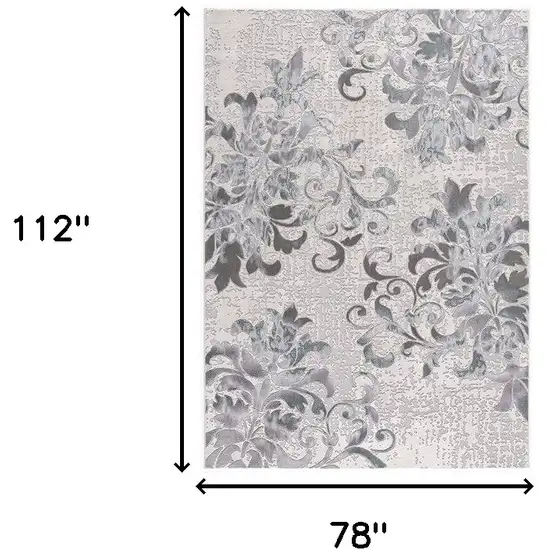 Blue Damask Power Loom Area Rug Photo 9