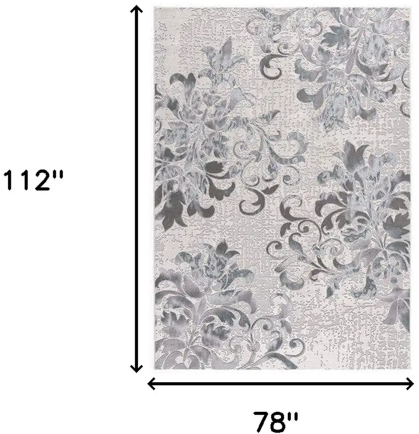 Blue Damask Power Loom Area Rug Photo 9