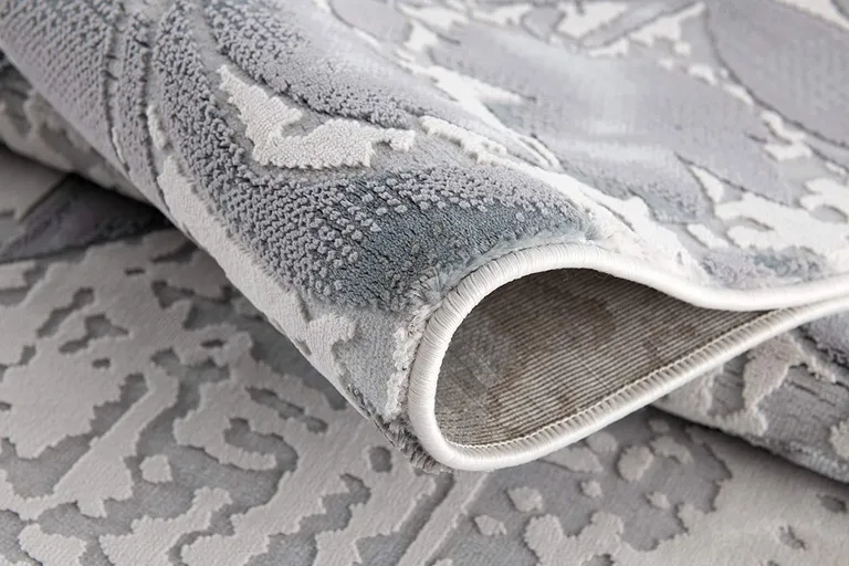 Blue and Gray Floral Filigree Area Rug Photo 5