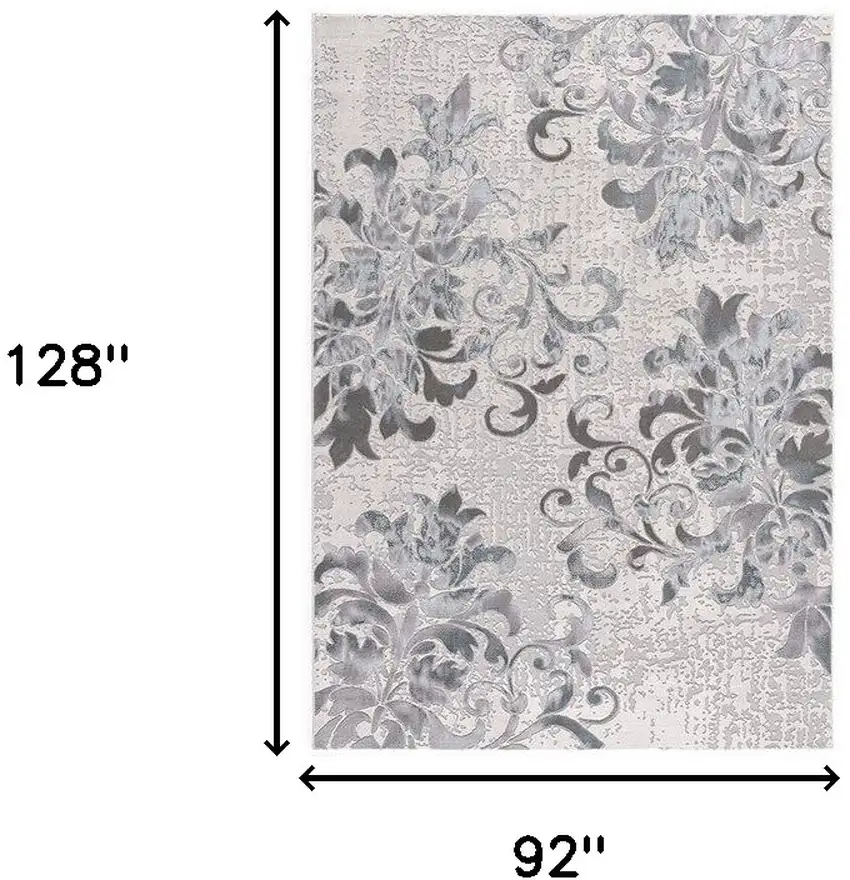 Blue Damask Power Loom Area Rug Photo 9