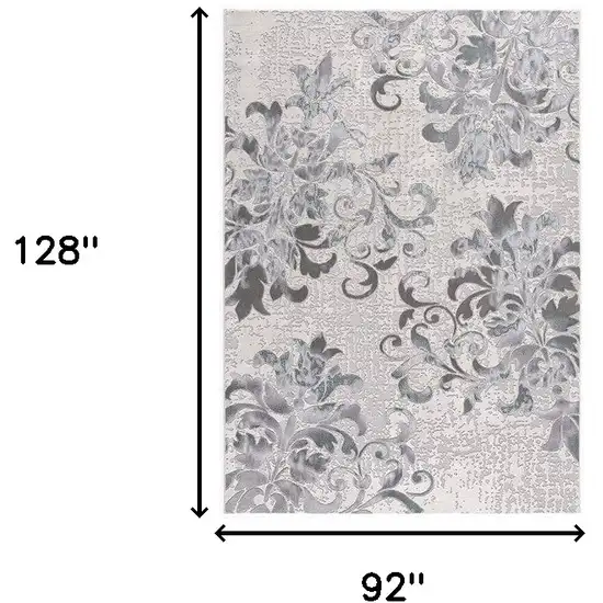 Blue Damask Power Loom Area Rug Photo 9