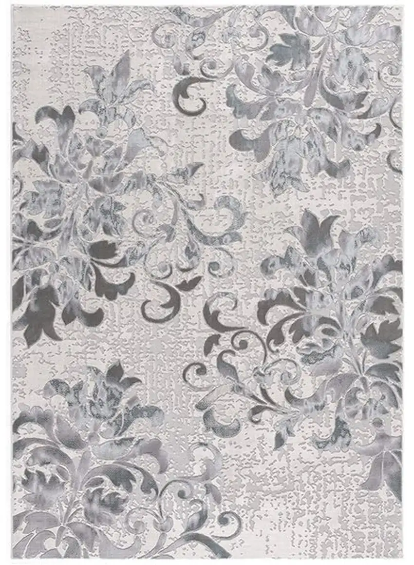Blue Damask Power Loom Area Rug Photo 1