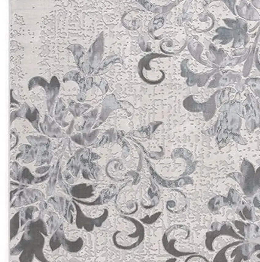 Blue Damask Power Loom Area Rug Photo 4