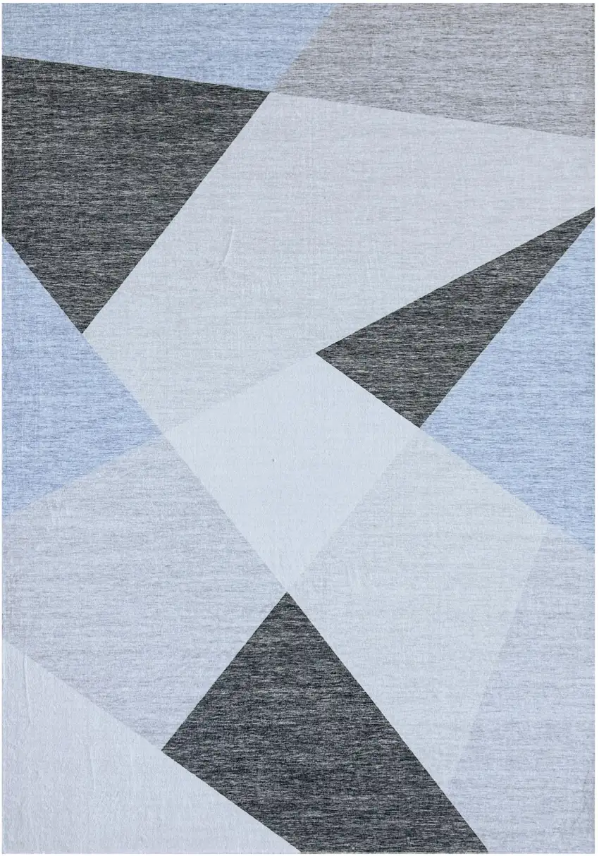 Blue and Gray Geometric Area Rug Photo 2