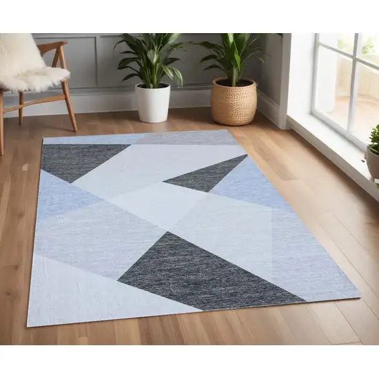 Blue and Gray Geometric Area Rug Photo 3
