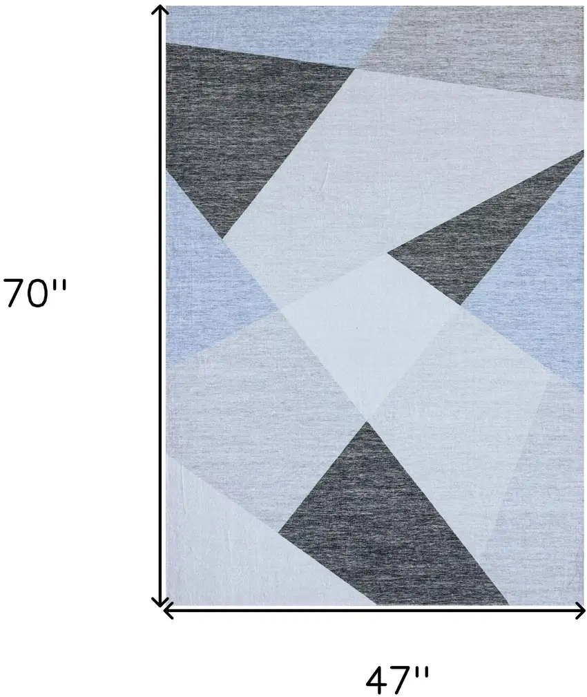 Blue and Gray Geometric Area Rug Photo 7