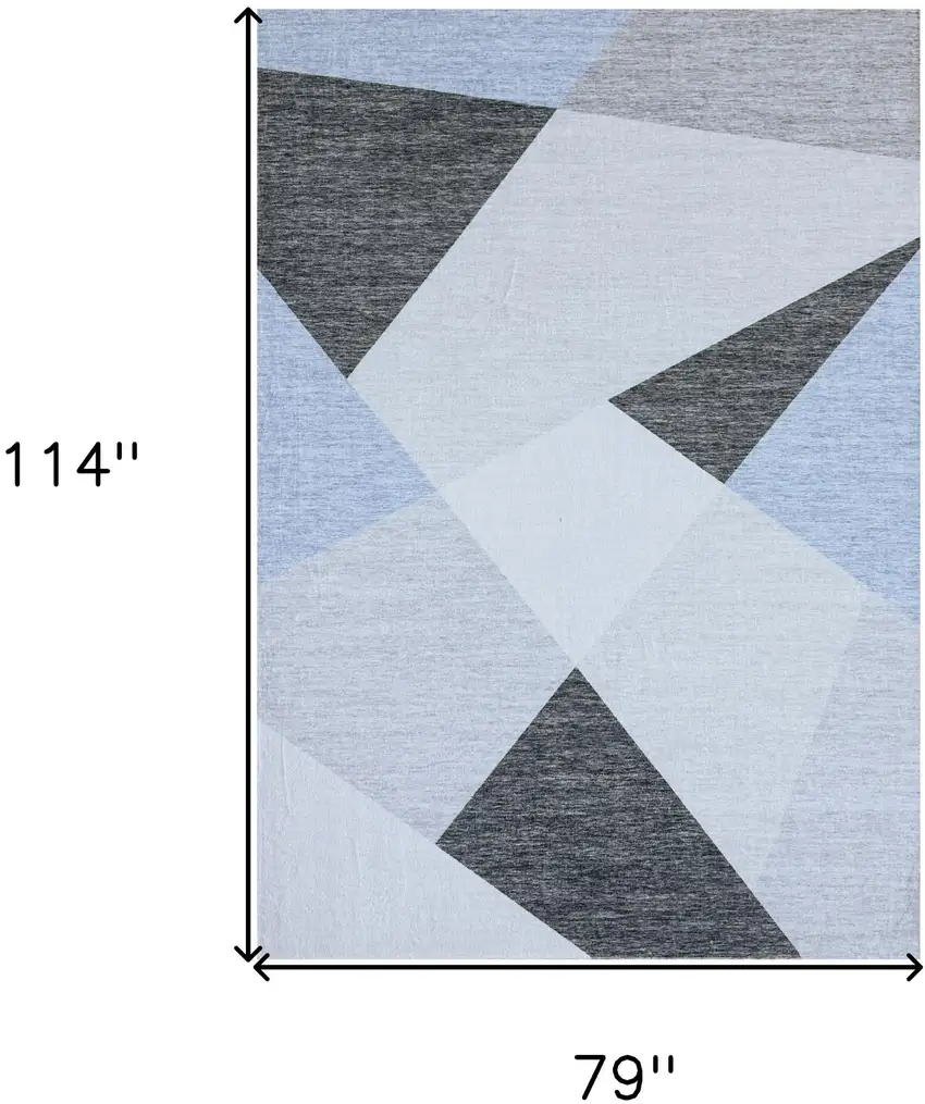 Blue and Gray Geometric Area Rug Photo 7