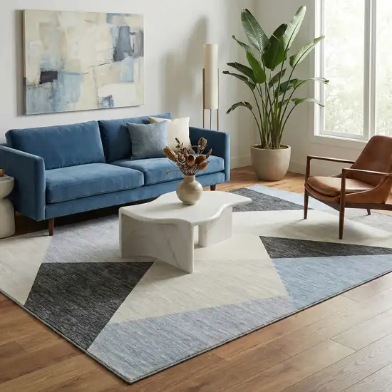 Blue and Gray Geometric Area Rug Photo 7