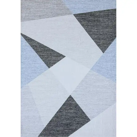 Blue and Gray Geometric Area Rug Photo 3