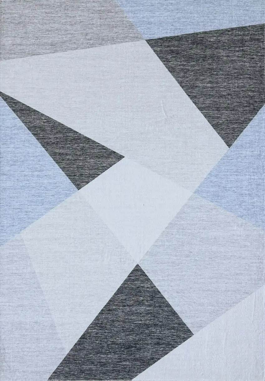 Blue and Gray Geometric Area Rug Photo 3