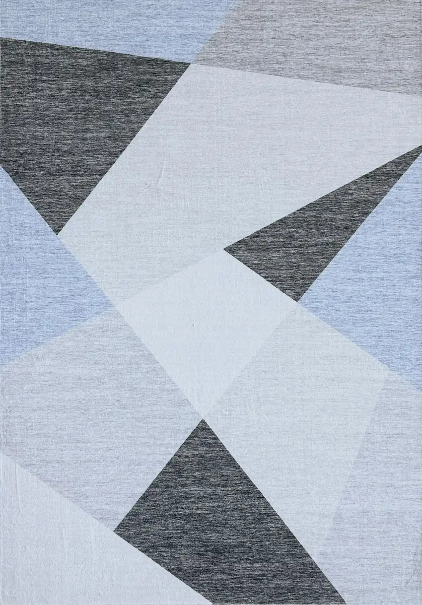 Blue and Gray Geometric Area Rug Photo 4