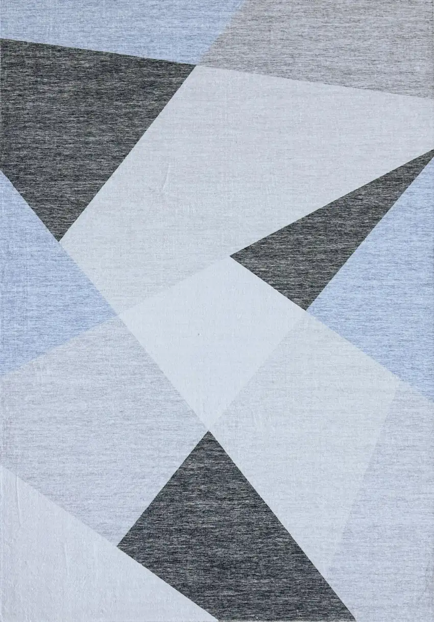 Blue and Gray Geometric Area Rug Photo 4