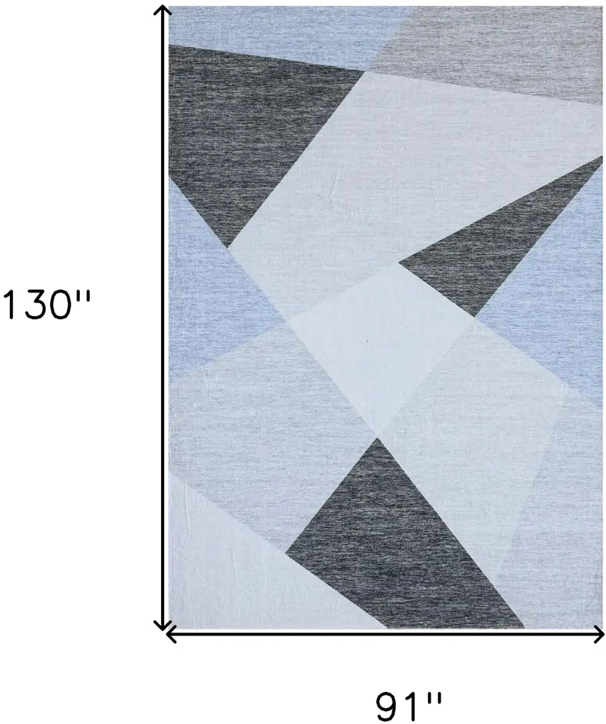 Blue and Gray Geometric Area Rug Photo 3
