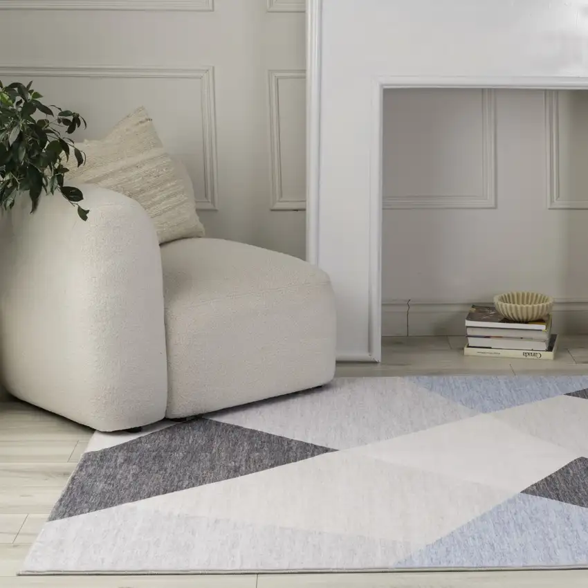 Blue and Gray Geometric Area Rug Photo 9