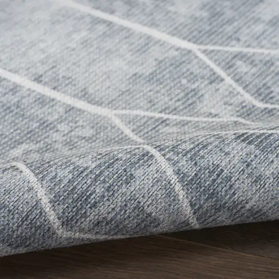 5' X 7' Blue and Gray Geometric Power Loom Washable Area Rug Photo 9