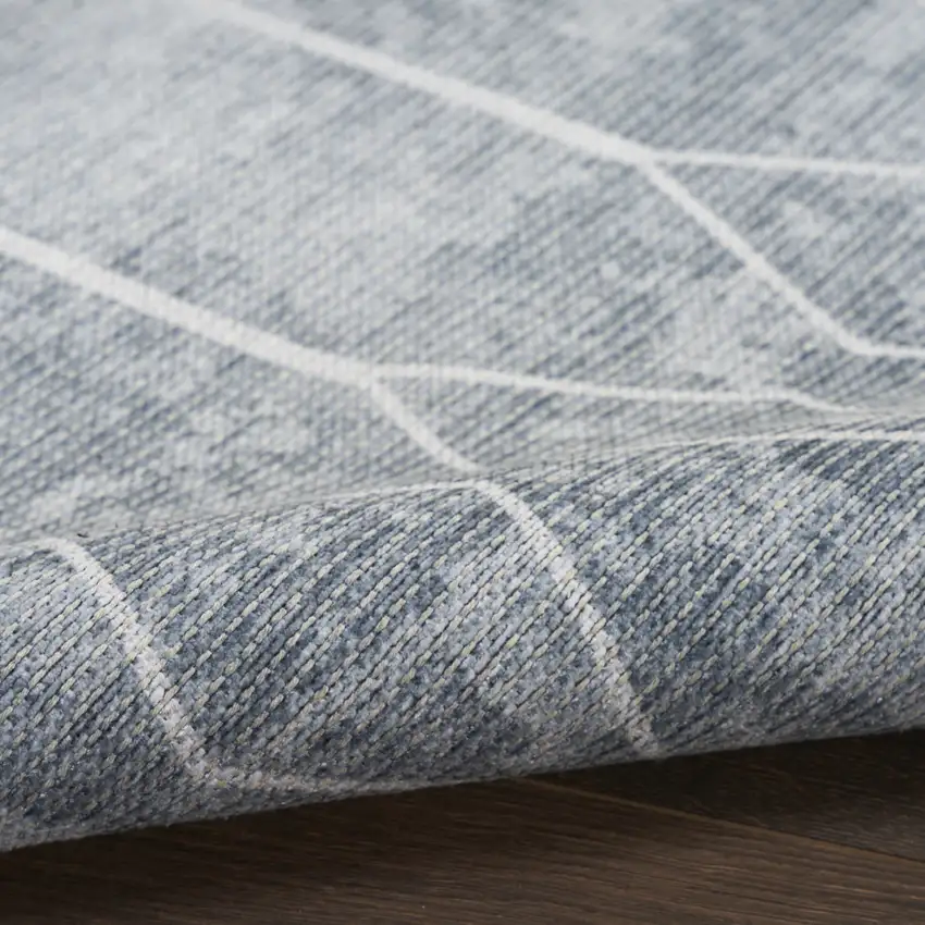 5' X 7' Blue and Gray Geometric Power Loom Washable Area Rug Photo 9
