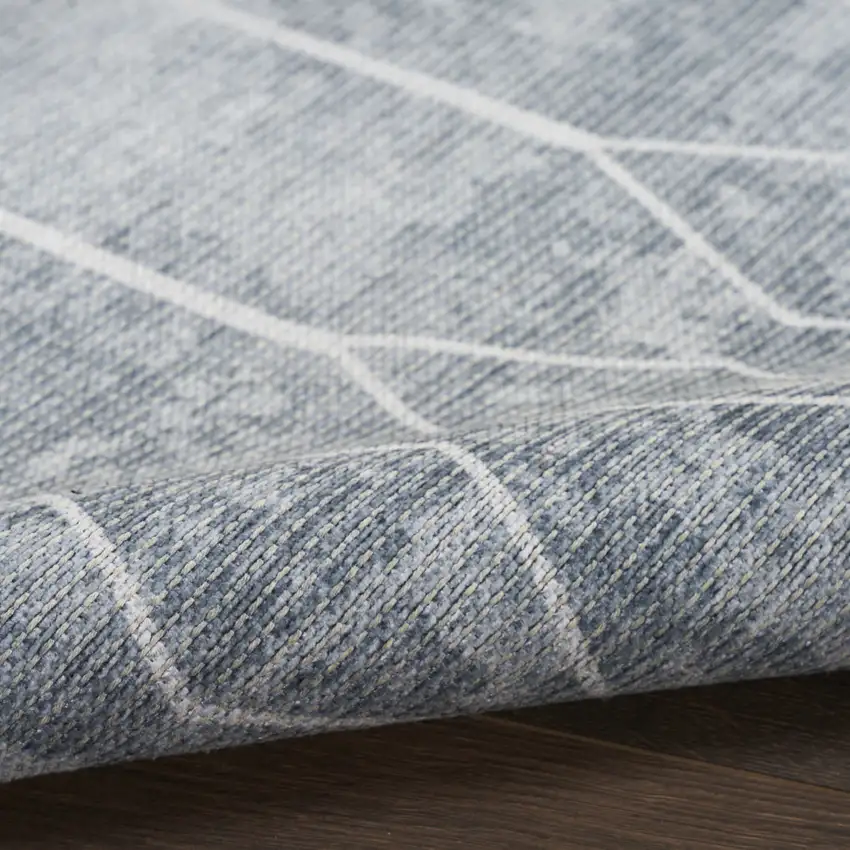 Blue and Gray Geometric Power Loom Washable Area Rug Photo 8