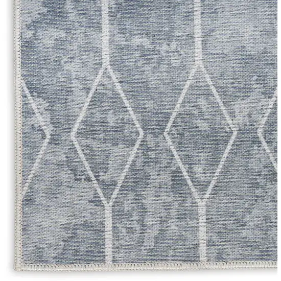 Blue and Gray Geometric Power Loom Washable Area Rug Photo 9