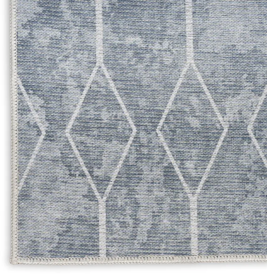 Blue and Gray Geometric Power Loom Washable Area Rug Photo 9