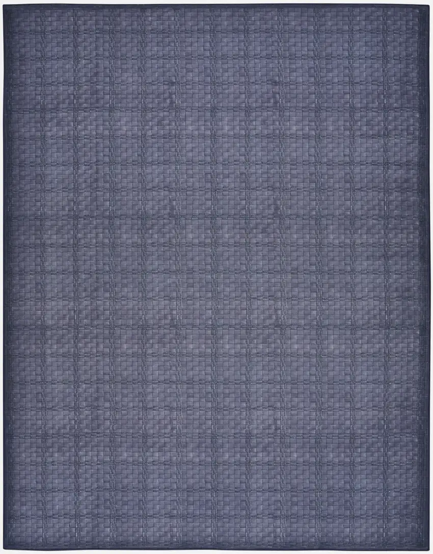 Blue and Gray Geometric Power Loom Washable Non Skid Area Rug Photo 1