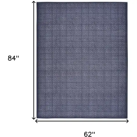 Blue and Gray Geometric Power Loom Washable Non Skid Area Rug Photo 3