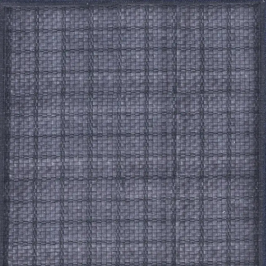 Blue and Gray Geometric Power Loom Washable Non Skid Runner Rug Photo 5