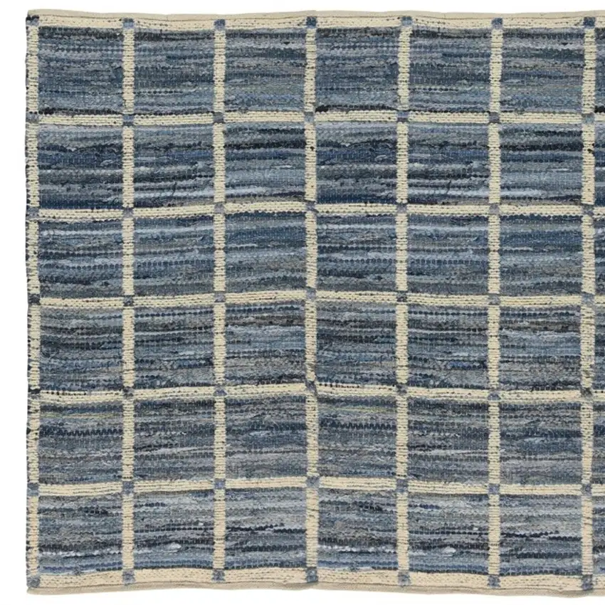 Blue and Gray Grid Area Rug Photo 4