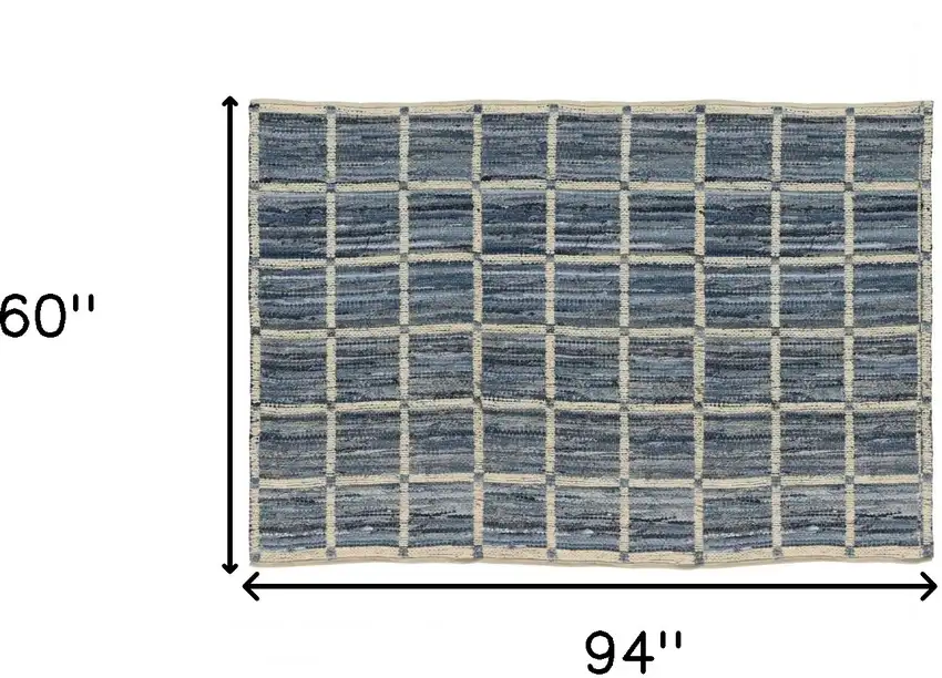 Blue and Gray Grid Area Rug Photo 5