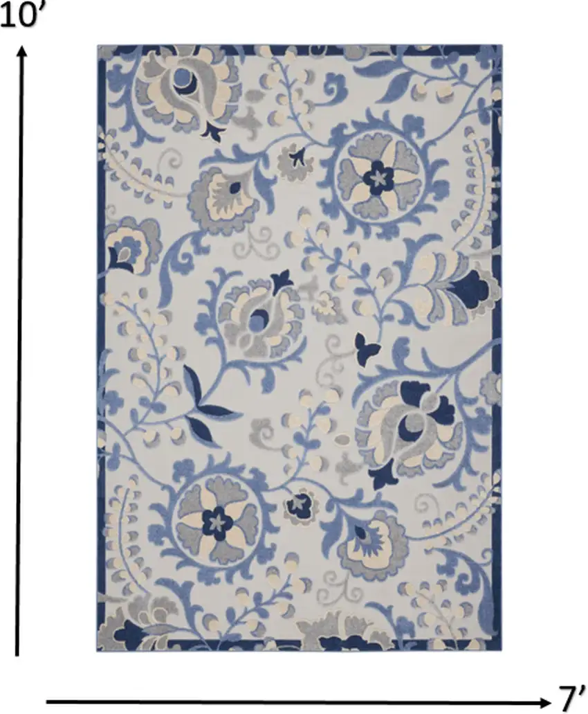 Blue and Gray Indoor Outdoor Area Rug Photo 7