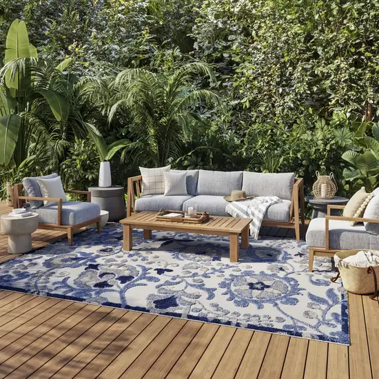 Blue And Gray Indoor Outdoor Area Rug Photo 5