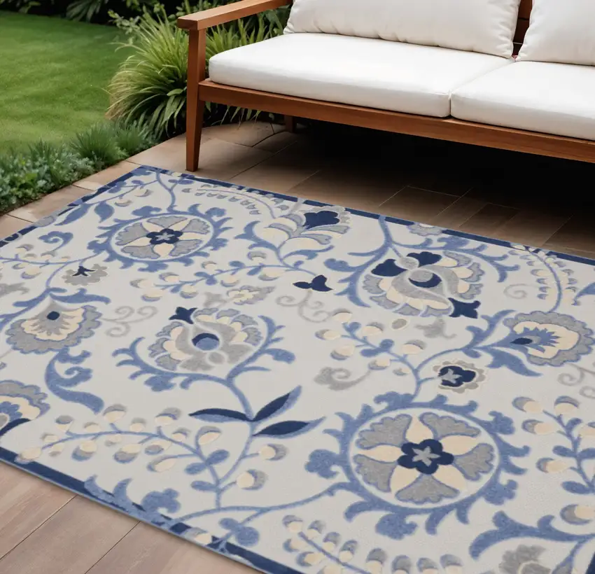 Blue And Gray Indoor Outdoor Area Rug Photo 2