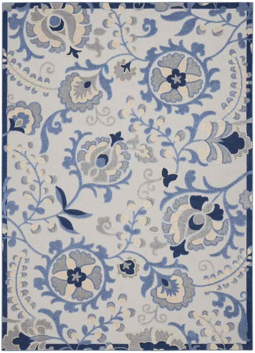 Blue and Gray Indoor Outdoor Area Rug Photo 1