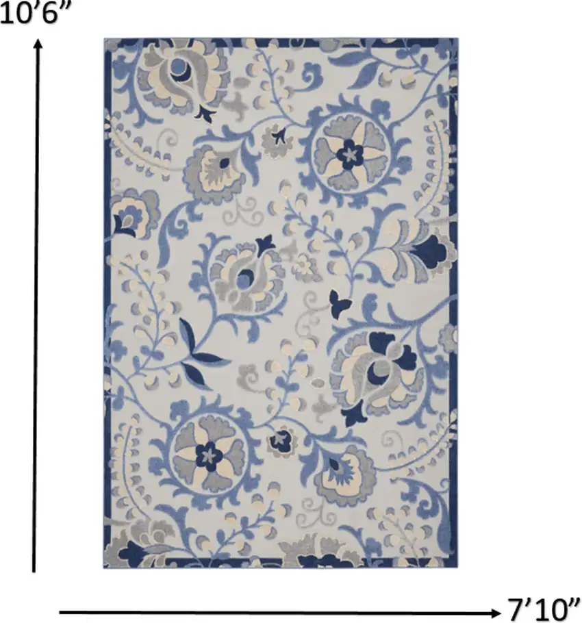 Blue and Gray Indoor Outdoor Area Rug Photo 7