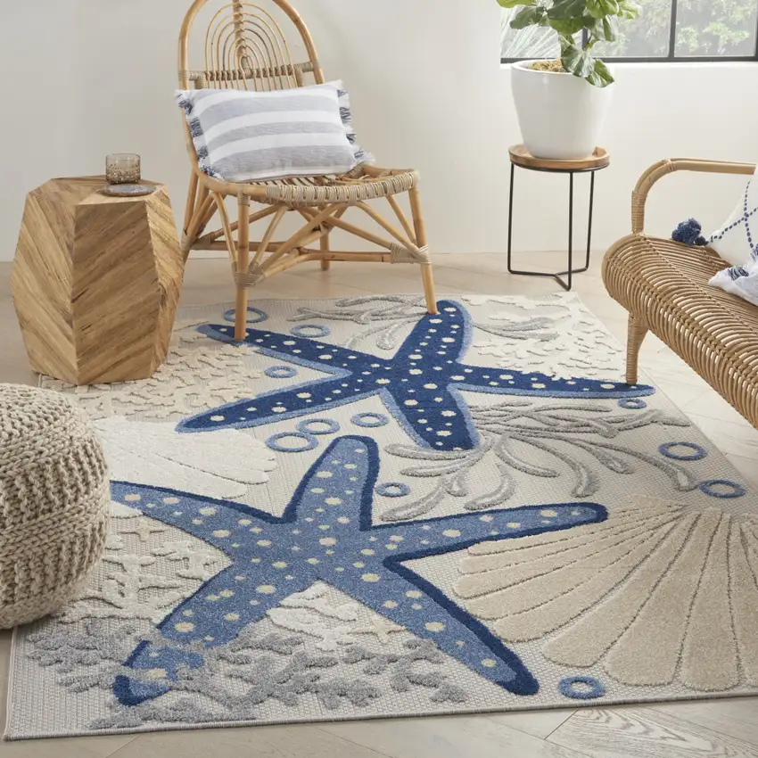 Blue And Gray Indoor Outdoor Area Rug Photo 5