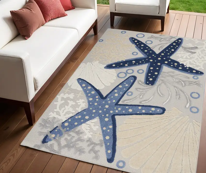 Blue And Gray Indoor Outdoor Area Rug Photo 2