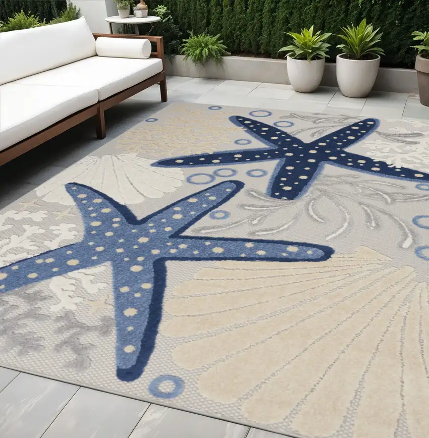 Blue And Gray Indoor Outdoor Area Rug Photo 2
