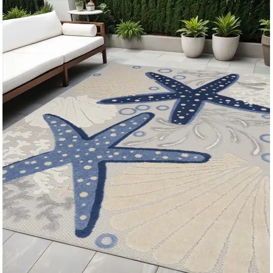 Blue And Gray Indoor Outdoor Area Rug Photo 2