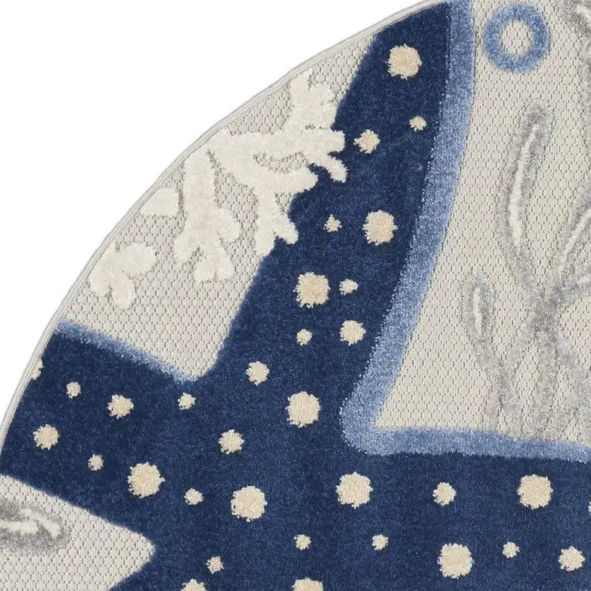 5' Blue And Gray Round Indoor Outdoor Area Rug Photo 3