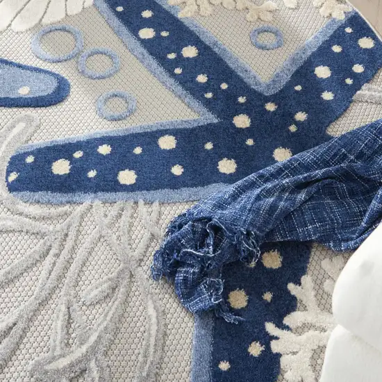 Blue and Gray Indoor Outdoor Area Rug Photo 9