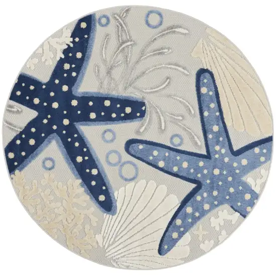 5' Blue And Gray Round Indoor Outdoor Area Rug Photo 2