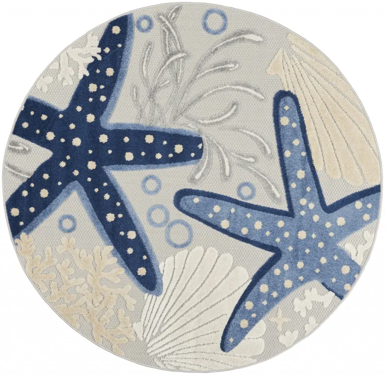Blue and Gray Indoor Outdoor Area Rug Photo 1