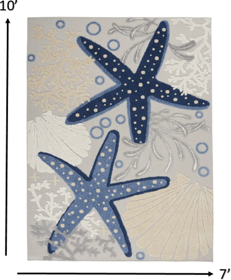 Blue and Gray Indoor Outdoor Area Rug Photo 3