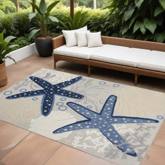 Blue And Gray Indoor Outdoor Area Rug Photo 2