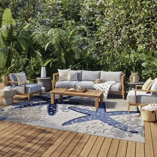 Blue And Gray Indoor Outdoor Area Rug Photo 5