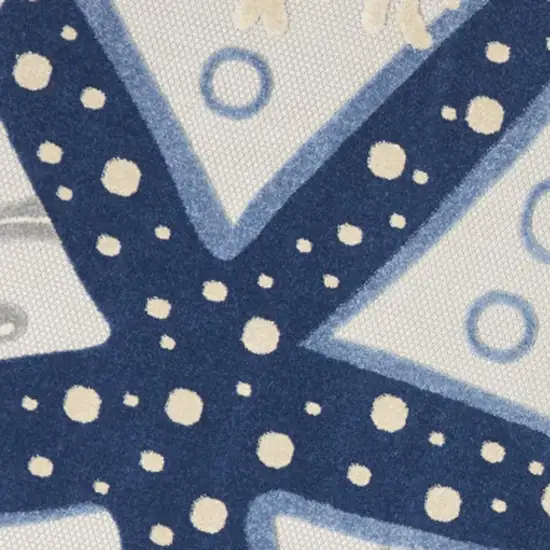 8' Blue And Gray Round Indoor Outdoor Area Rug Photo 3